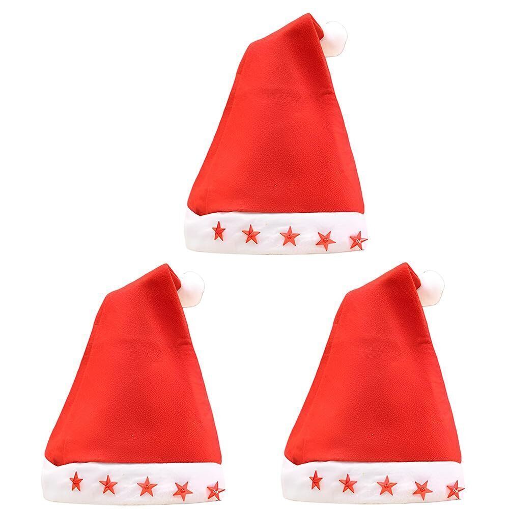 1584 3Pcs Five Star Lighted Hats, Light Up Santa Hat Costume Dress Up Hats